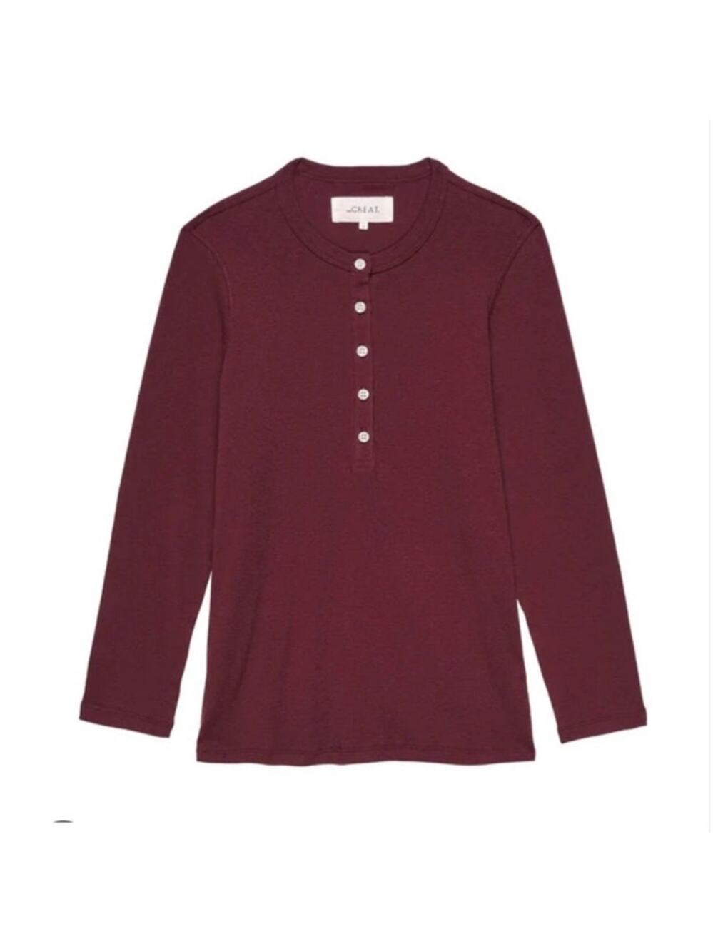 The Great Slim Henley Red Shirt Sz 0 (XS)